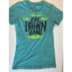 Womens Zac Brown Band size small teal lime cotton tee